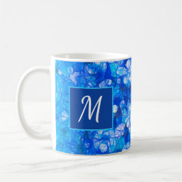 Anpassningsbarna Blue White Blommigt Modern Flower Kaffemugg