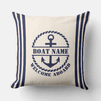 Anpassningsbarna Boat Namn Pillow (Nautical Anchor Kudde