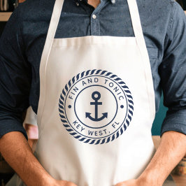 Anpassningsbarna Boat Namn vid marinblå ankare Förkläde