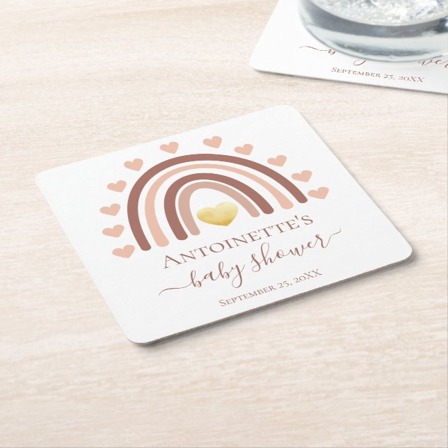 Anpassningsbarna Bohemian Baby Shower heter Underlägg Papper Kvadrat (Vinklad)