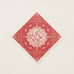 Anpassningsbarna Bohemian Stil Red Paisley Bröllop Pappersservett