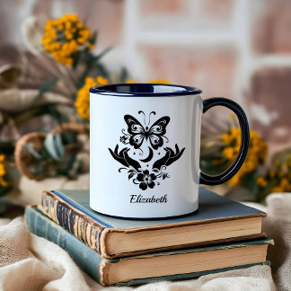 Anpassningsbarna Boho Minimalist Black and White D Mugg