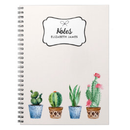 Anpassningsbarna Boho Watercolor Poged Cactus & Su Anteckningsbok