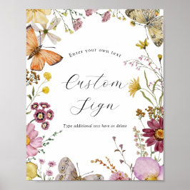 Anpassningsbarna Boho Wildblommand and Butterflies Poster