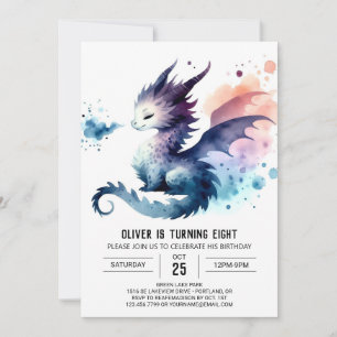 Anpassningsbarna Bold Dragon Birthday Inbjudningar