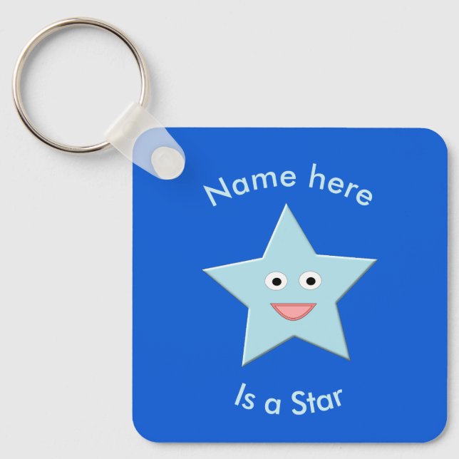 Anpassningsbarna Bright Blue Firande Star Nyckelring (Framsida)