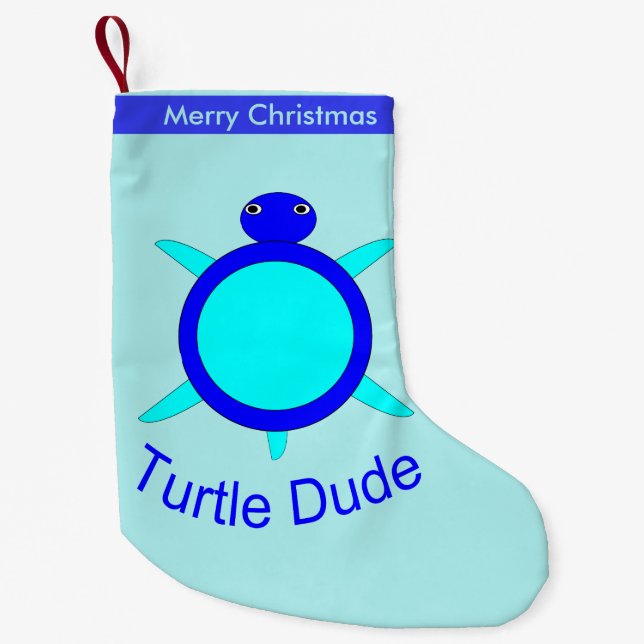 Anpassningsbarna "Bright Blue Turtle" Liten Julstrumpa (Framsidan)