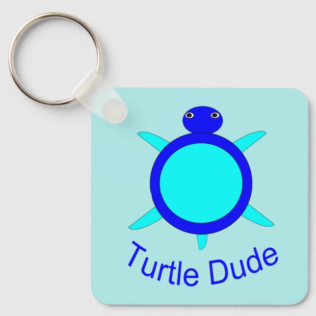 Anpassningsbarna Bright Blue Turtle Nyckelring (Framsida)