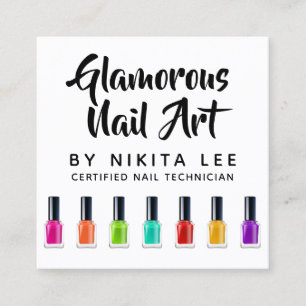 Anpassningsbarna Bright Rainbow Nagel polsk Art Te Fyrkantigt Visitkort