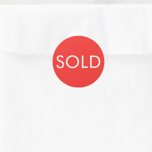Anpassningsbarna Bright Red Modern Typography Sold Runt Klistermärke