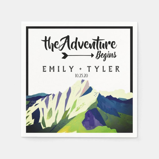 Anpassningsbarna Bröllop i Modern Mountain Woodlan Pappersservett (Framsidan)