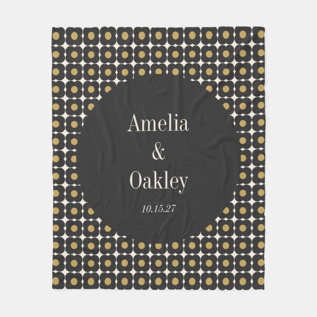 Anpassningsbarna Bröllop vid Svarta Guld Blommigte Fleecefilt (Framsidan)