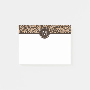Anpassningsbarna Brown och Leopard Print Monogram Post-it Block