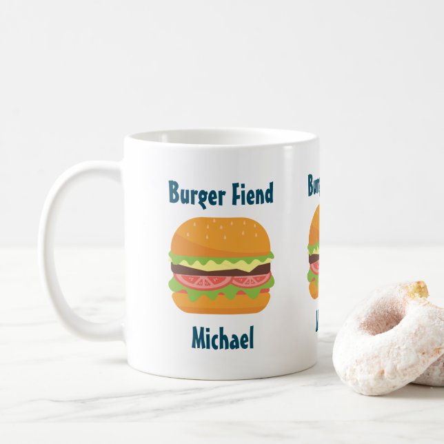 Anpassningsbarna Burger Fiend Hamburger Illustrati Kaffemugg (Med munk)