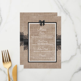 Anpassningsbarna Burlap, Linen och snöre bröllop Meny