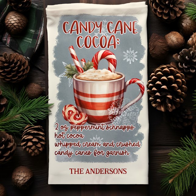 Anpassningsbarna Candy cane Cocoa-julafton Cocktai Kökshandduk (Skapare uppladdad)