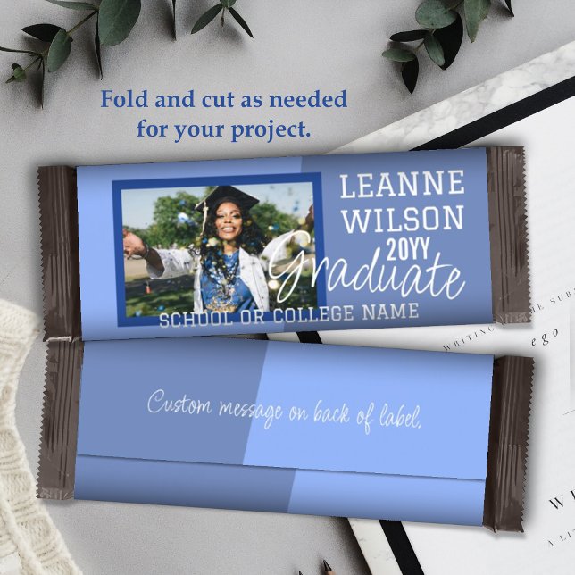 Anpassningsbarna Candy Pub Wrapper med ljusblå Stu Flygblad (Light blue baby blue school colors graduation personalized chocolate candy bar wrapper graduate grad)