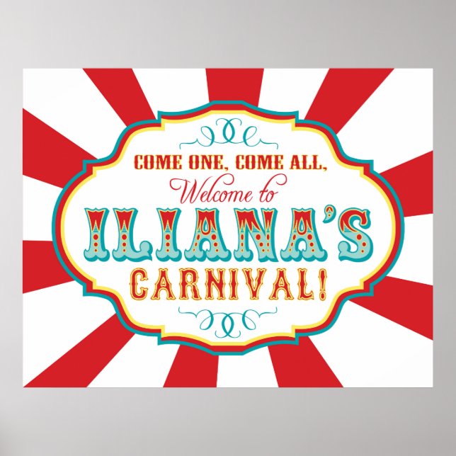 Anpassningsbarna Carnival Circus Birthday Banner I Poster (Framsidan)