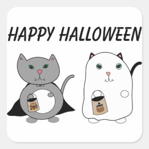 Anpassningsbarna Cats Ghost Vampire Happy hallowee Fyrkantigt Klistermärke