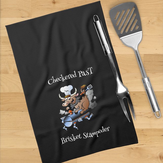 Anpassningsbarna Checkated Past Cow Mascot Griller Kökshandduk (Skapare uppladdad)