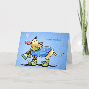 Anpassningsbarna Chihuahua Winter Snöflingor jul Helgkort