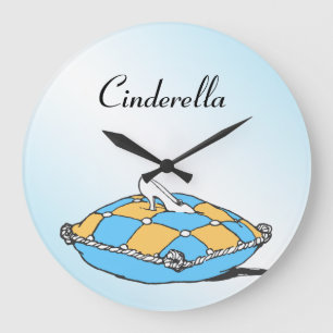 Anpassningsbarna Cinderella Slipper Teal Pillow Stor Klocka
