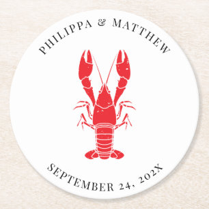 Anpassningsbarna "Coastal Lobster Boil Beach Weddi Underlägg Papper Rund