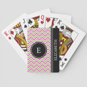 Anpassningsbarna Colorful Chevron Black Monogram N Casinokort