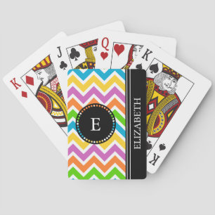Anpassningsbarna Colorful Chevron Black Monogram N Spelkort