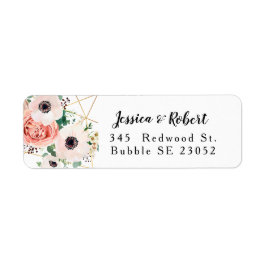 Anpassningsbarna Coral Rosa Watercolor Flowers Brö Returadress Etikett