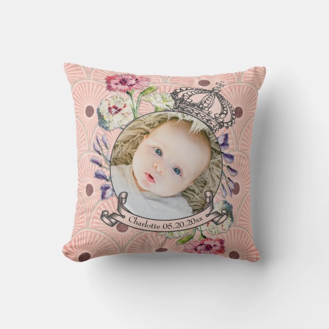 Anpassningsbarna Cute Baby Photo Keepsak Namn Birg Kudde (Framsida)