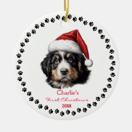Anpassningsbarna Cute Bernese Mountain Hund Santa  Julgransprydnad Keramik