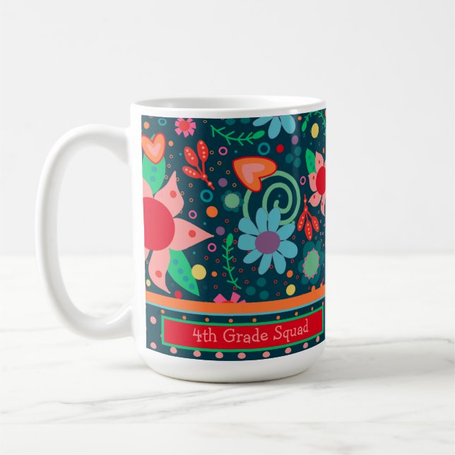 Anpassningsbarna Cute Blommigt Teacher Initial Cla Kaffemugg (Vänster)