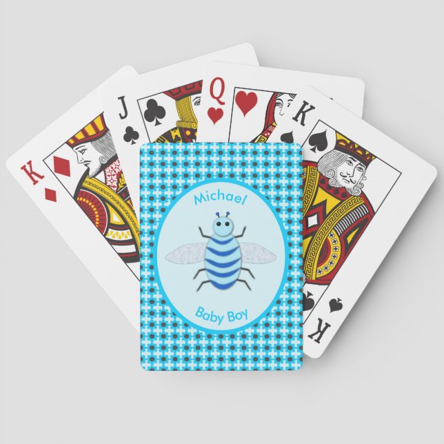 Anpassningsbarna Cute Blue Pojke Bee Casinokort (Baksidan)