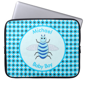 Anpassningsbarna Cute Blue Pojke Bee Laptop Fodral