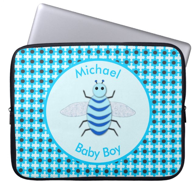 Anpassningsbarna Cute Blue Pojke Bee Laptop Fodral (Framsidan)