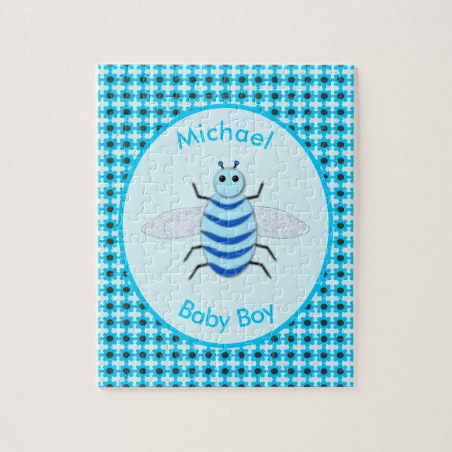 Anpassningsbarna Cute Blue Pojke Bee Pussel (Vertikal)