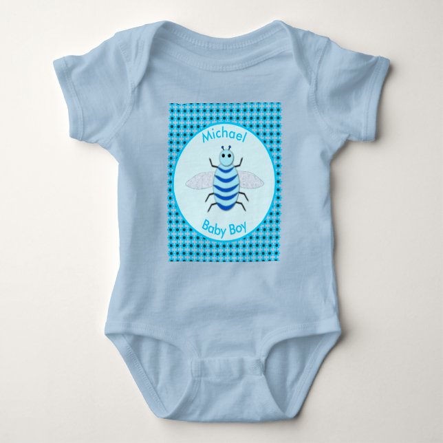Anpassningsbarna Cute Blue Pojke Bee T Shirt (Framsida)