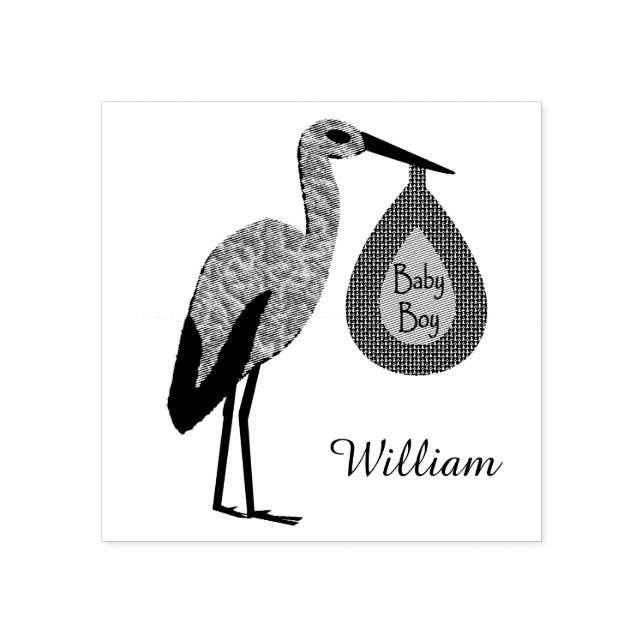 Anpassningsbarna Cute Blue Pojke Stork Stämpel (Tryck)