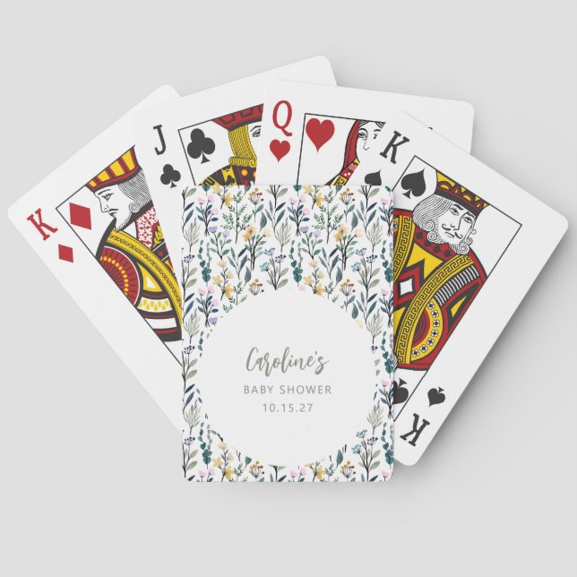 Anpassningsbarna Cute Boho Watercolor WildblomBaby Casinokort (Baksidan)