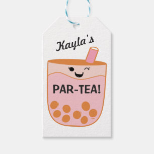 Anpassningsbarna Cute Bubble Tea Boba Party Presentetikett