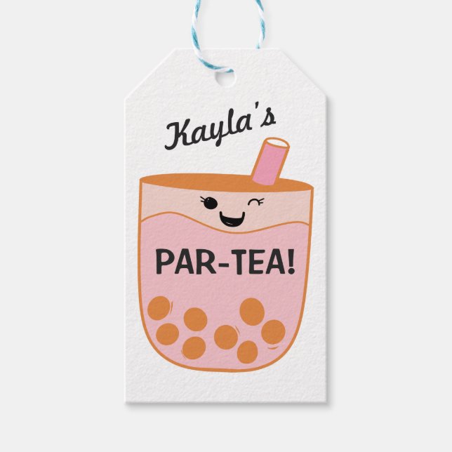Anpassningsbarna Cute Bubble Tea Boba Party Presentetikett (Framsidan)