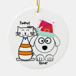 Anpassningsbarna Cute Cat och Hund jul Julgransprydnad Keramik