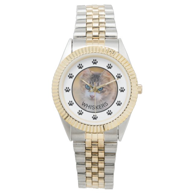 Anpassningsbarna Cute Cat Photo Namn Tass avtryck Armbandsur (Framsida)