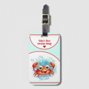 Anpassningsbarna Cute Crab Summer Vacation Girl Gi Bagagebricka
