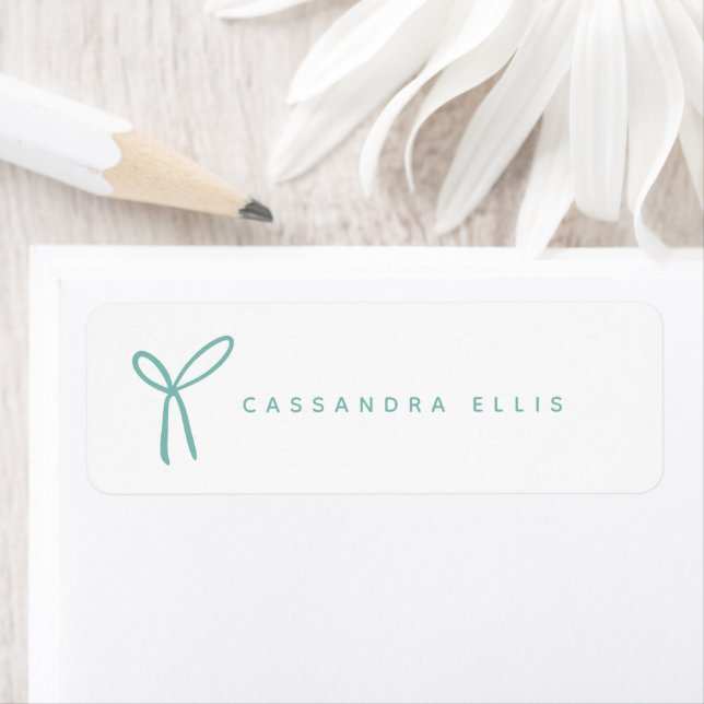 Anpassningsbarna Cute Girly Aqua Ribbon Bow Returadress Etikett (Insitu)