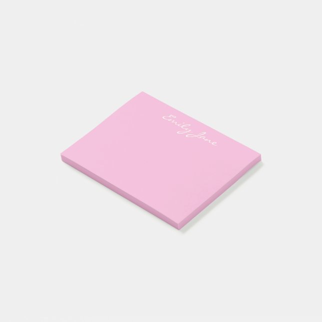 Anpassningsbarna Cute Girly Rosa Handskriftlig skr Post-it Block (Vinklad)