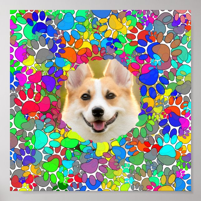 Anpassningsbarna Cute Hund Bild Paw Skriv ut Mönst Poster (Framsidan)