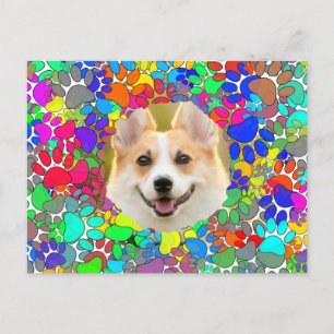 Anpassningsbarna Cute Hund Bild Paw Skriv ut Mönst Vykort