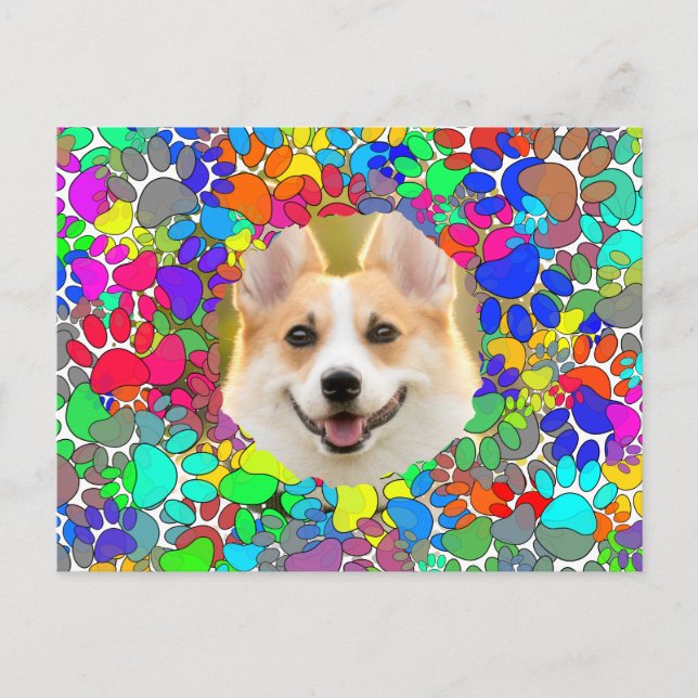 Anpassningsbarna Cute Hund Bild Paw Skriv ut Mönst Vykort (Framsida)